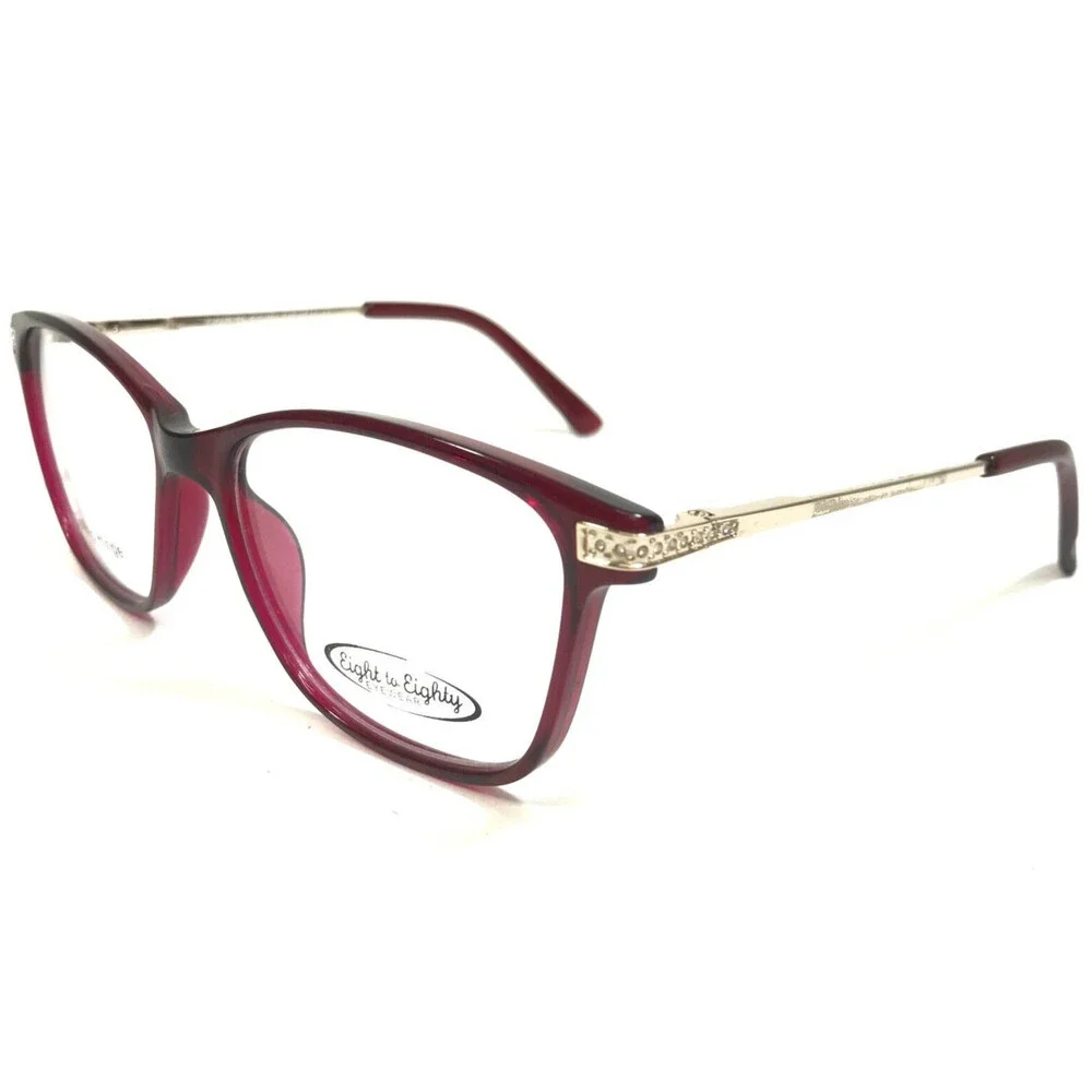 Eight to Eighty Eyeglasses Frames BRIANNA BURGUNDY Red Gold Square 53-18-135